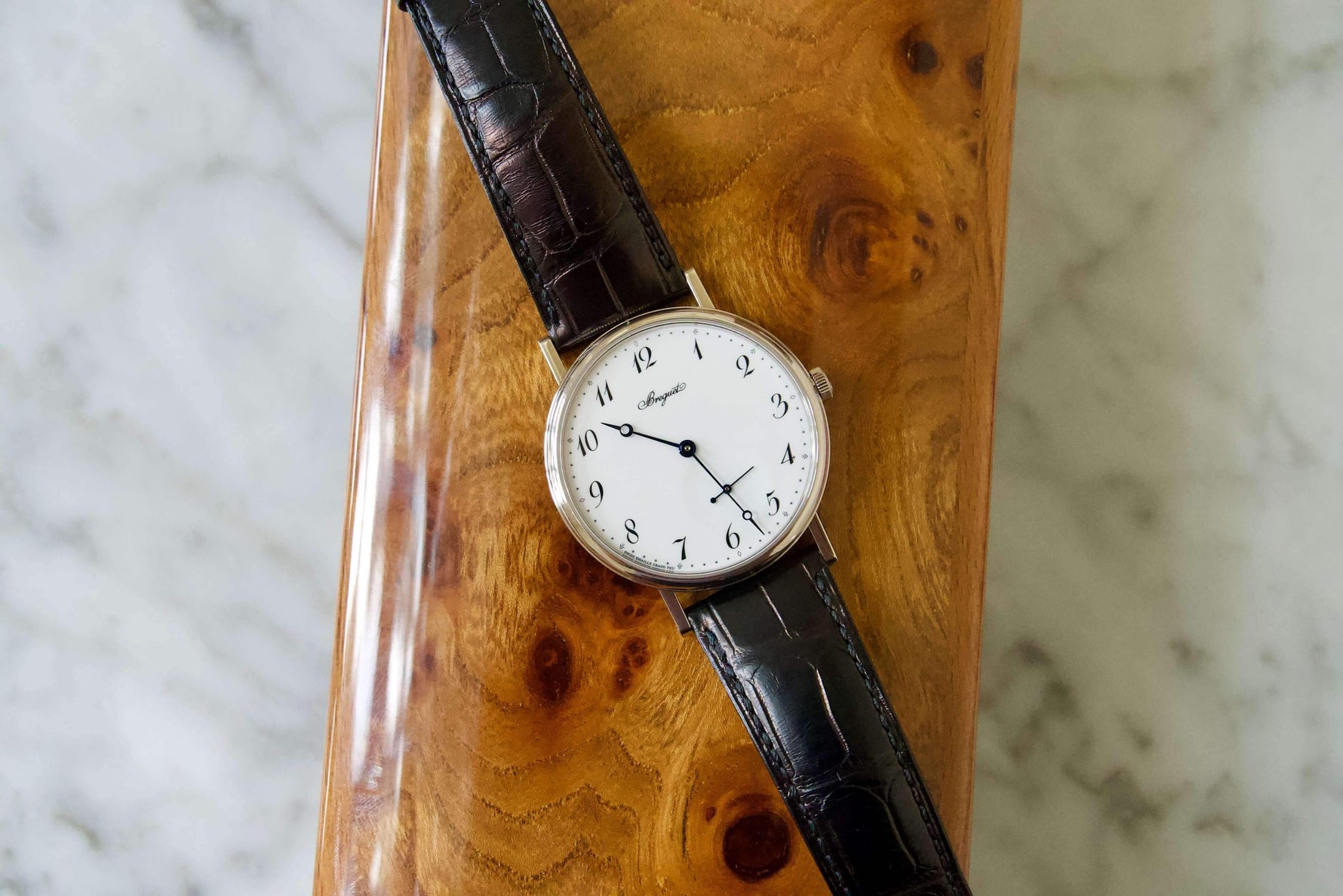 Breguet Classique Automatic Grand Feu Enamel Men's Watch 7147BB/29/9WU White Gold Papers - WearingTime Luxury Watches