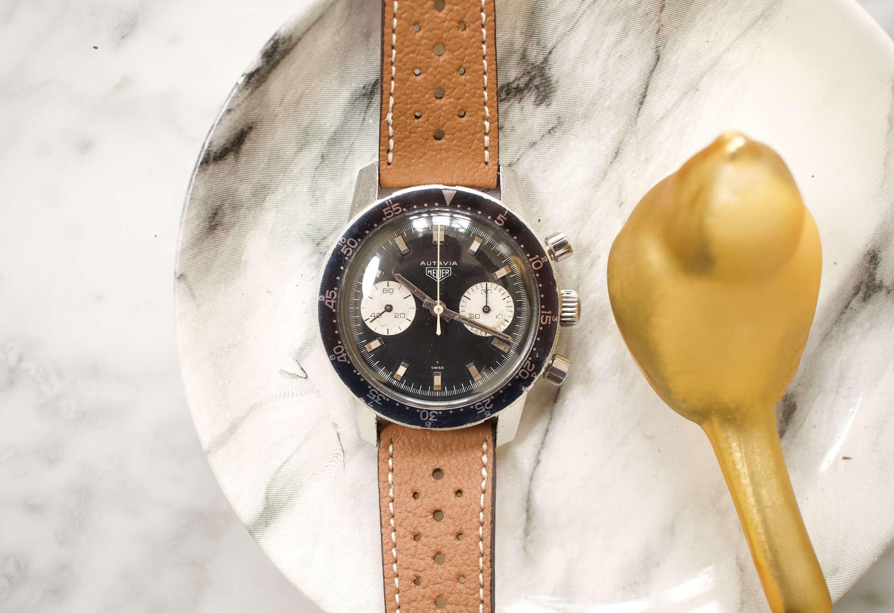 Heuer Autavia 7763C 40MM Vintage Racing Chronograph Black Steel 1968 - WearingTime Luxury Watches