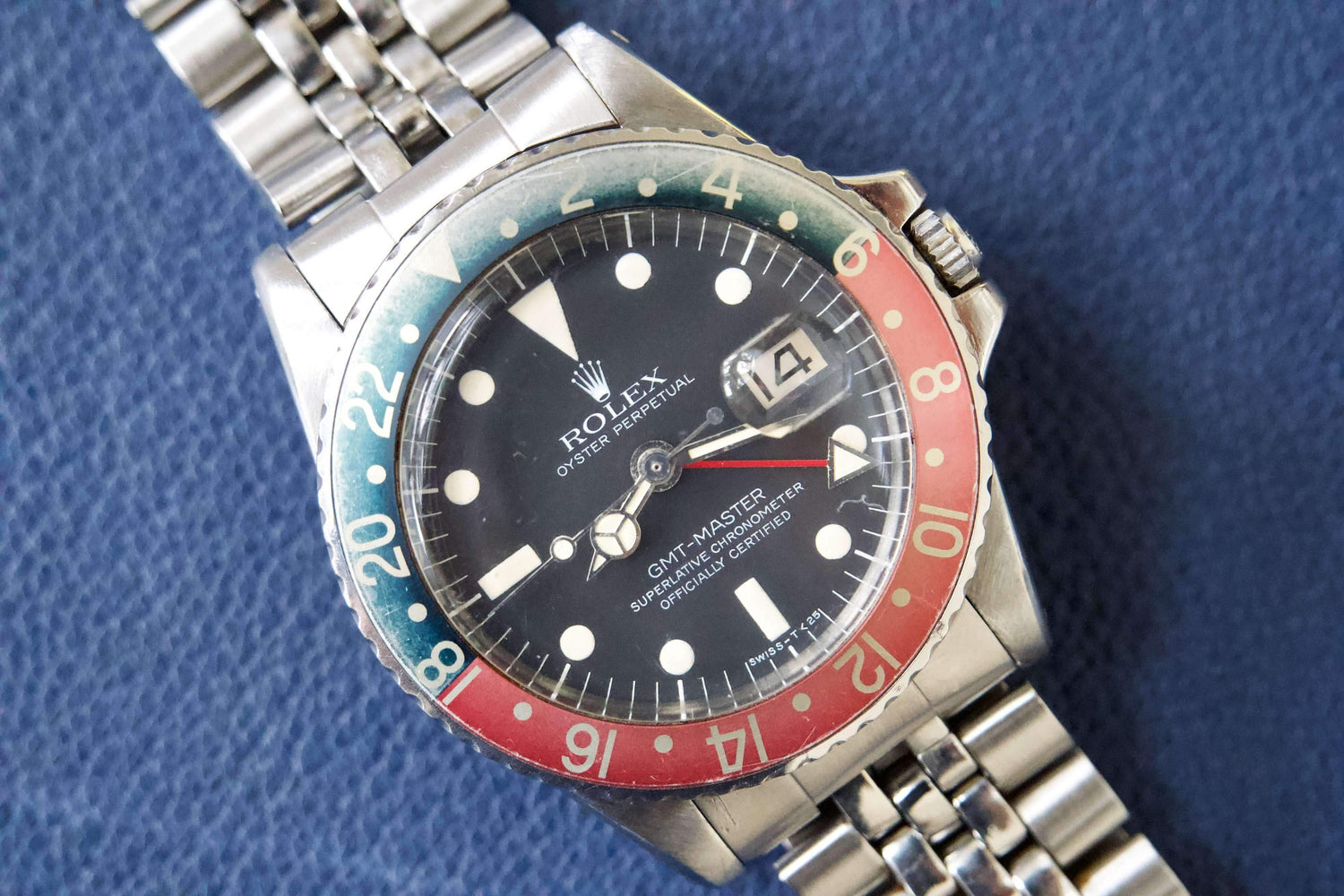 Rolex 1675 PEPSI 40MM GMT 1969 Faded Ghost Bezel USA Jubilee Band Vintage - WearingTime Luxury Watches