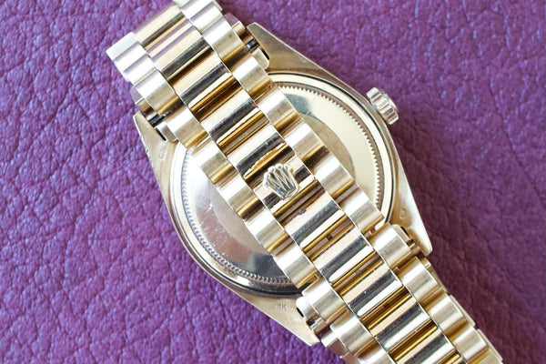 SOLD OUT: Rolex Day Date 1986 President Ref. 18038 Factory String Diamond Dial Tight Band Day-Date( Serviced 2023)