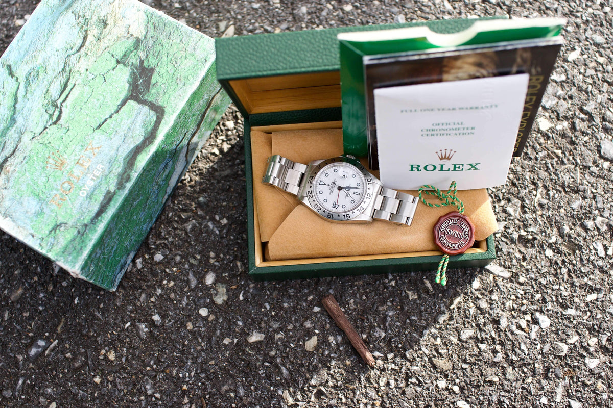 Rolex Explorer II POLAR SWISS ONLY Dial Ref 16570 Box and Papers - WearingTime Luxury Watches