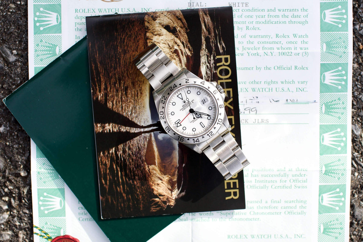 Rolex Explorer II POLAR SWISS ONLY Dial Ref 16570 Box and Papers - WearingTime Luxury Watches