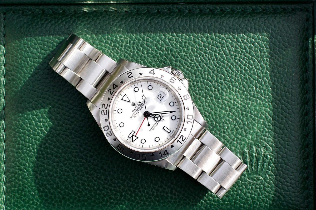 Rolex Explorer II POLAR SWISS ONLY Dial Ref 16570 Box and Papers - WearingTime Luxury Watches