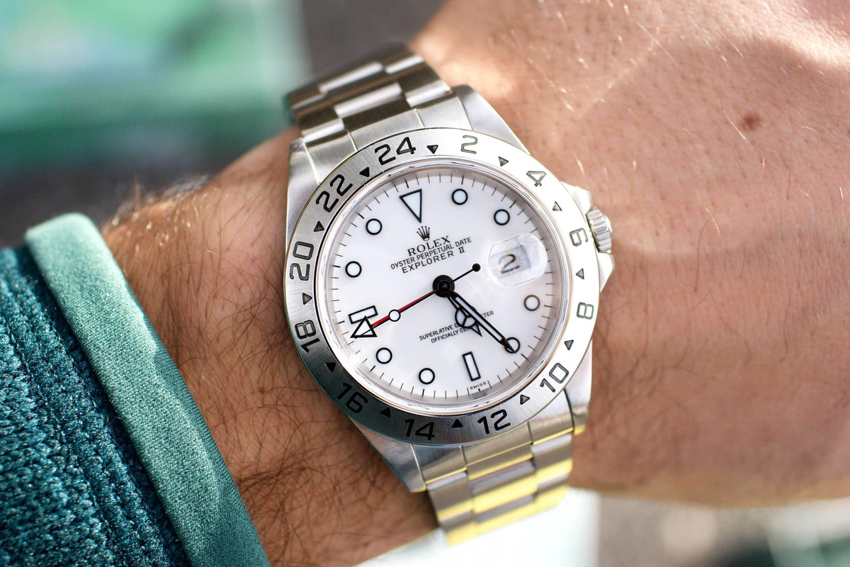 Rolex Explorer II POLAR SWISS ONLY Dial Ref 16570 Box and Papers - WearingTime Luxury Watches