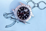 Rolex Explorer II luxury watch with white dial and fixed 24-hour bezel on blue background
