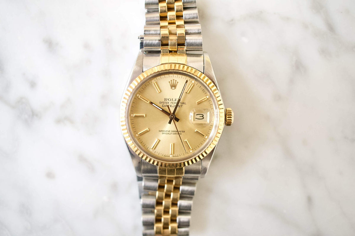 SOLD OUT: 1986 Rolex Datejust Ref. 16013 Two Tone 36mm Box Jubilee Bracelet - WearingTime Luxury Watches