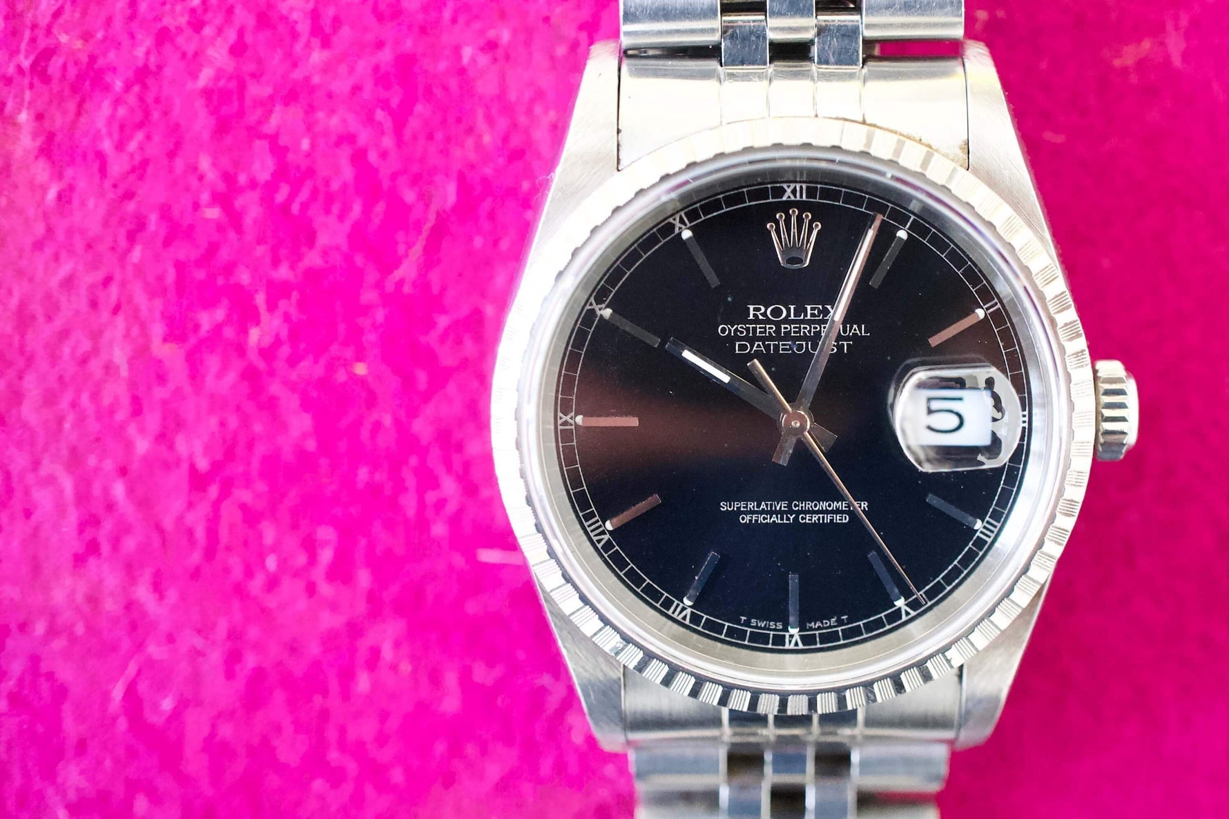 SOLD OUT: 1997 Rolex Datejust Steel 36mm Jubilee 16220 U series Black Dial Box - WearingTime Luxury Watches