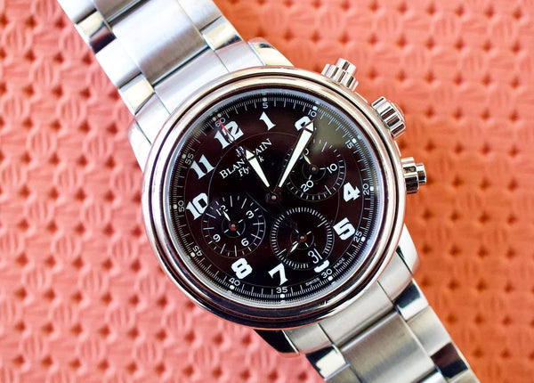 SOLD OUT: Blancpain Leman Flyback 38mm Chronograph 2185-F Steel Bracelet Box Papers 2185F