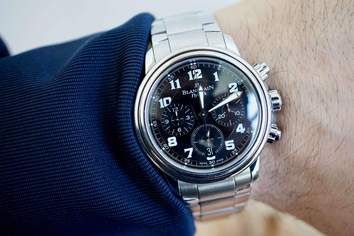 SOLD OUT: Blancpain Leman Flyback 38mm Chronograph 2185-F Steel Bracelet Box Papers 2185F - WearingTime Luxury Watches