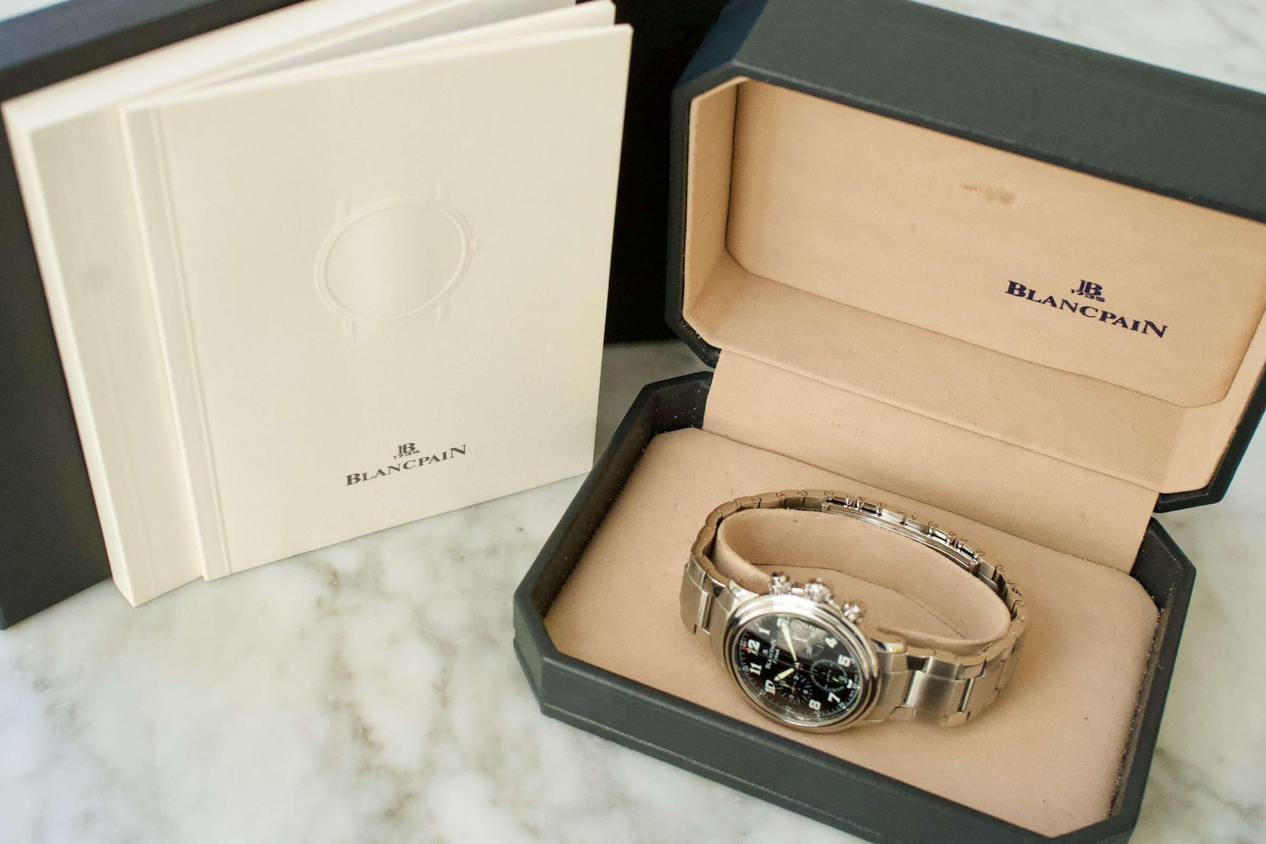 SOLD OUT: Blancpain Leman Flyback 38mm Chronograph 2185-F Steel Bracelet Box Papers 2185F - WearingTime Luxury Watches