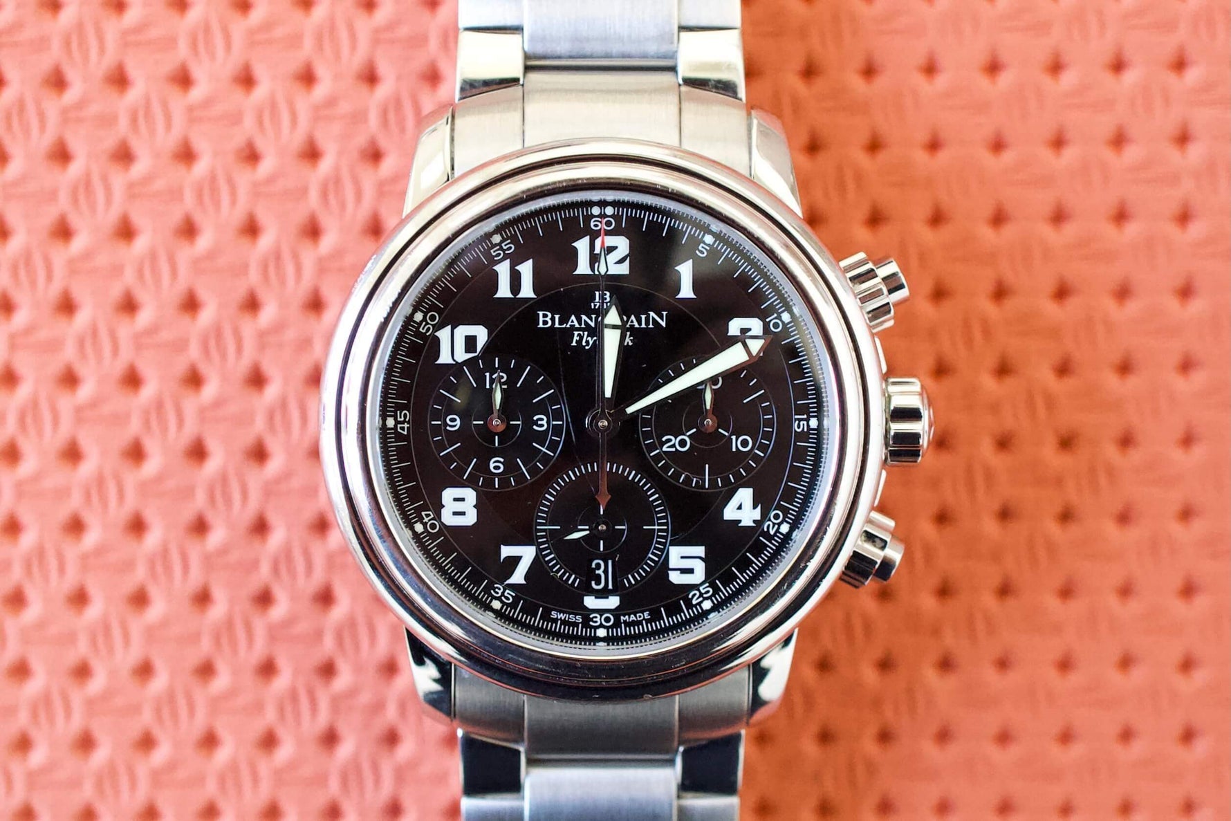SOLD OUT: Blancpain Leman Flyback 38mm Chronograph 2185-F Steel Bracelet Box Papers 2185F - WearingTime Luxury Watches