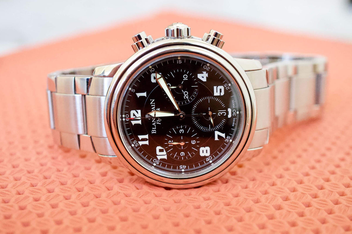 SOLD OUT: Blancpain Leman Flyback 38mm Chronograph 2185-F Steel Bracelet Box Papers 2185F - WearingTime Luxury Watches