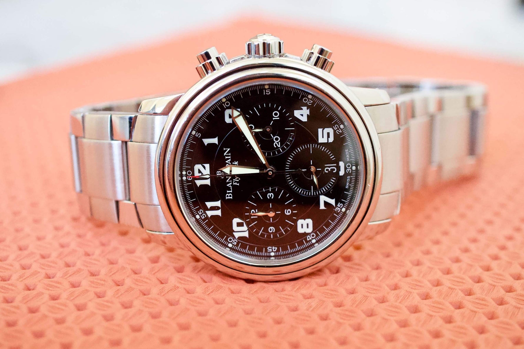 SOLD OUT: Blancpain Leman Flyback 38mm Chronograph 2185-F Steel Bracelet Box Papers 2185F - WearingTime Luxury Watches