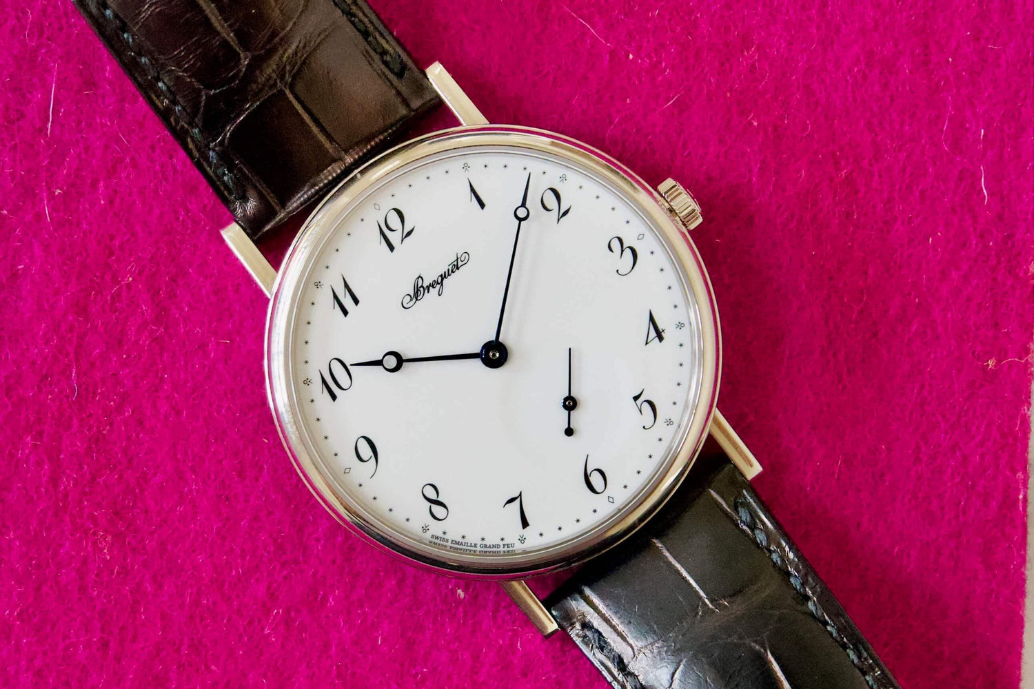 SOLD OUT: BREGUET CLASSIQUE 7147 GRAND FEU ENAMEL DIAL WHITE GOLD BOX PAPERS - WearingTime Luxury Watches