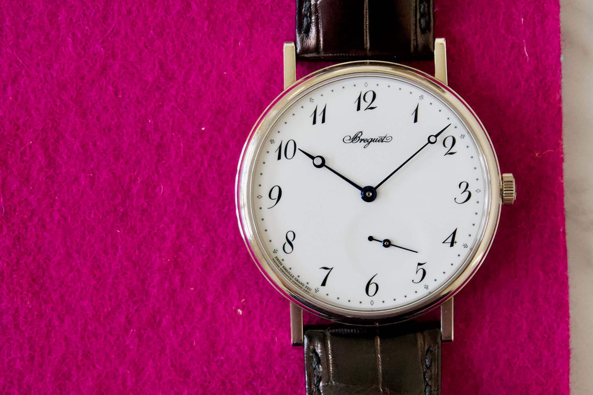SOLD OUT: BREGUET CLASSIQUE 7147 GRAND FEU ENAMEL DIAL WHITE GOLD BOX PAPERS - WearingTime Luxury Watches