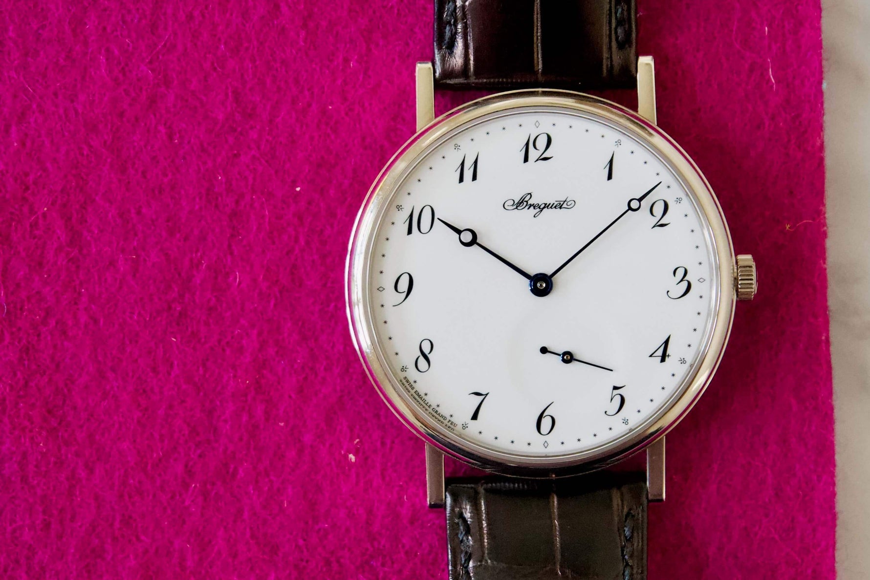 SOLD OUT: BREGUET CLASSIQUE 7147 GRAND FEU ENAMEL DIAL WHITE GOLD BOX PAPERS - WearingTime Luxury Watches