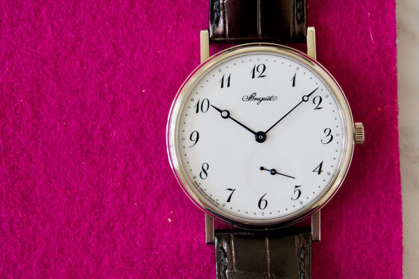 SOLD OUT: BREGUET CLASSIQUE 7147 GRAND FEU ENAMEL DIAL WHITE GOLD BOX PAPERS