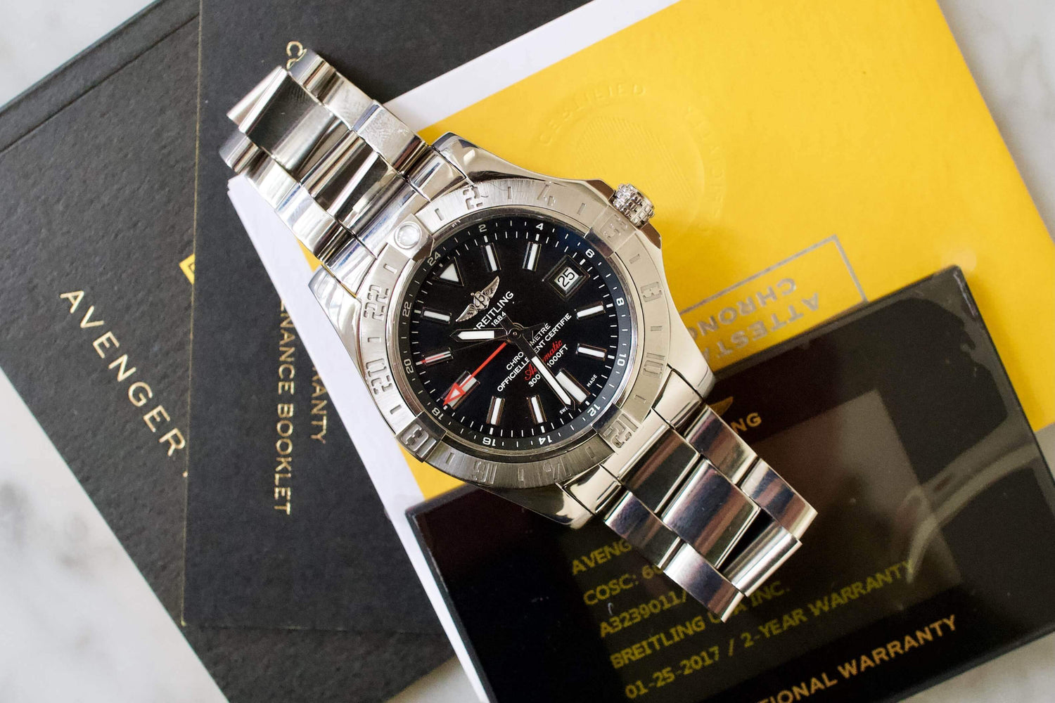 SOLD OUT: Breitling Avenger GMT A3239011 3 Timezones 300m Box and Papers 43mm Steel - WearingTime Luxury Watches