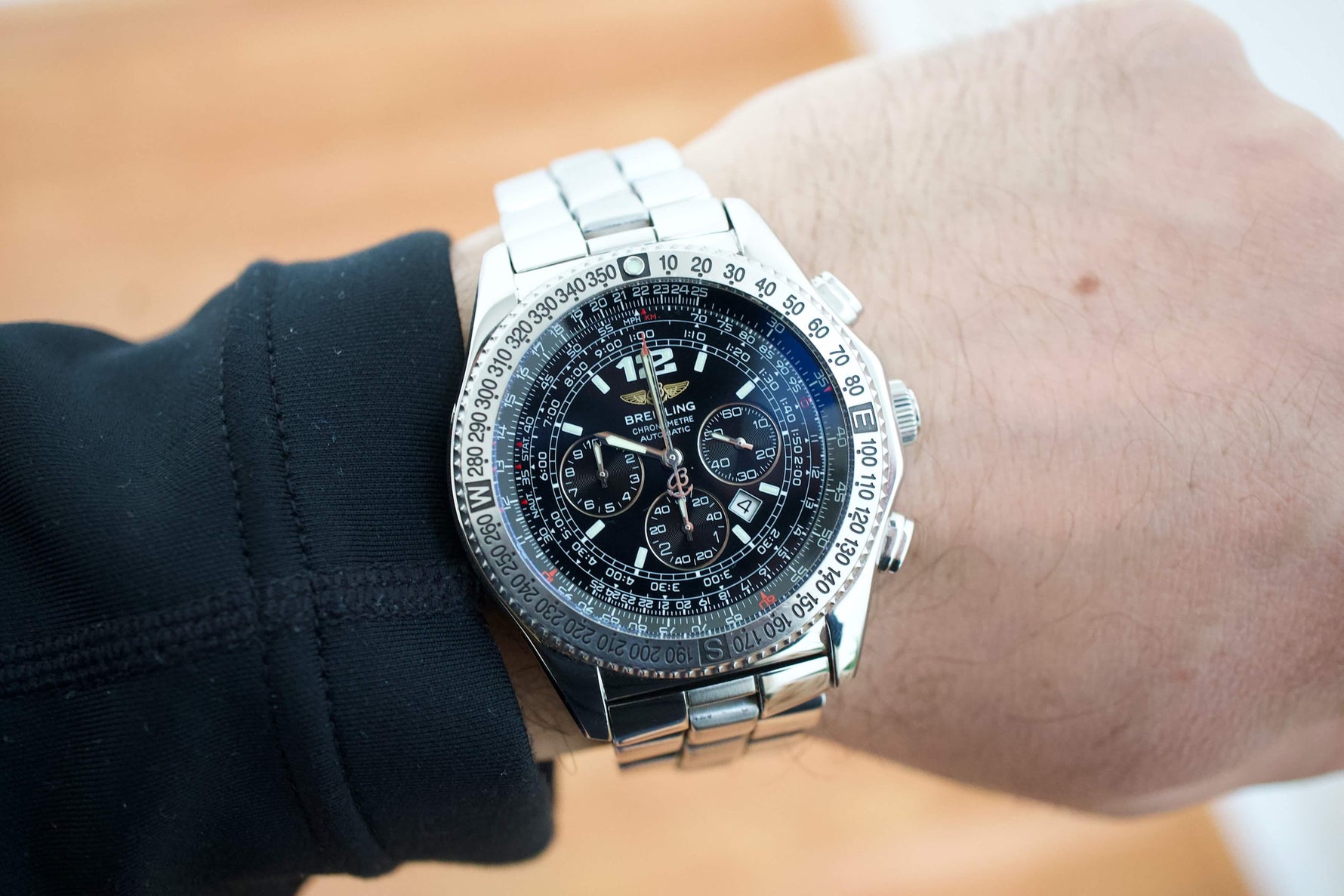 SOLD OUT: Breitling B2 43mm Chronograph Stainless Steel Black Dial A42362 Box and Papers - WearingTime Luxury Watches