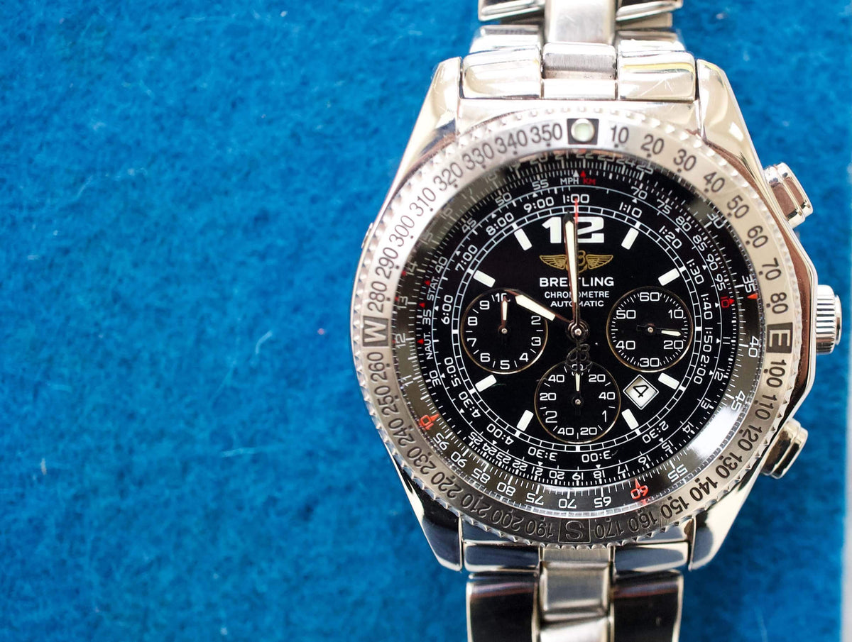 SOLD OUT: Breitling B2 43mm Chronograph Stainless Steel Black Dial A42362 Box and Papers - WearingTime Luxury Watches
