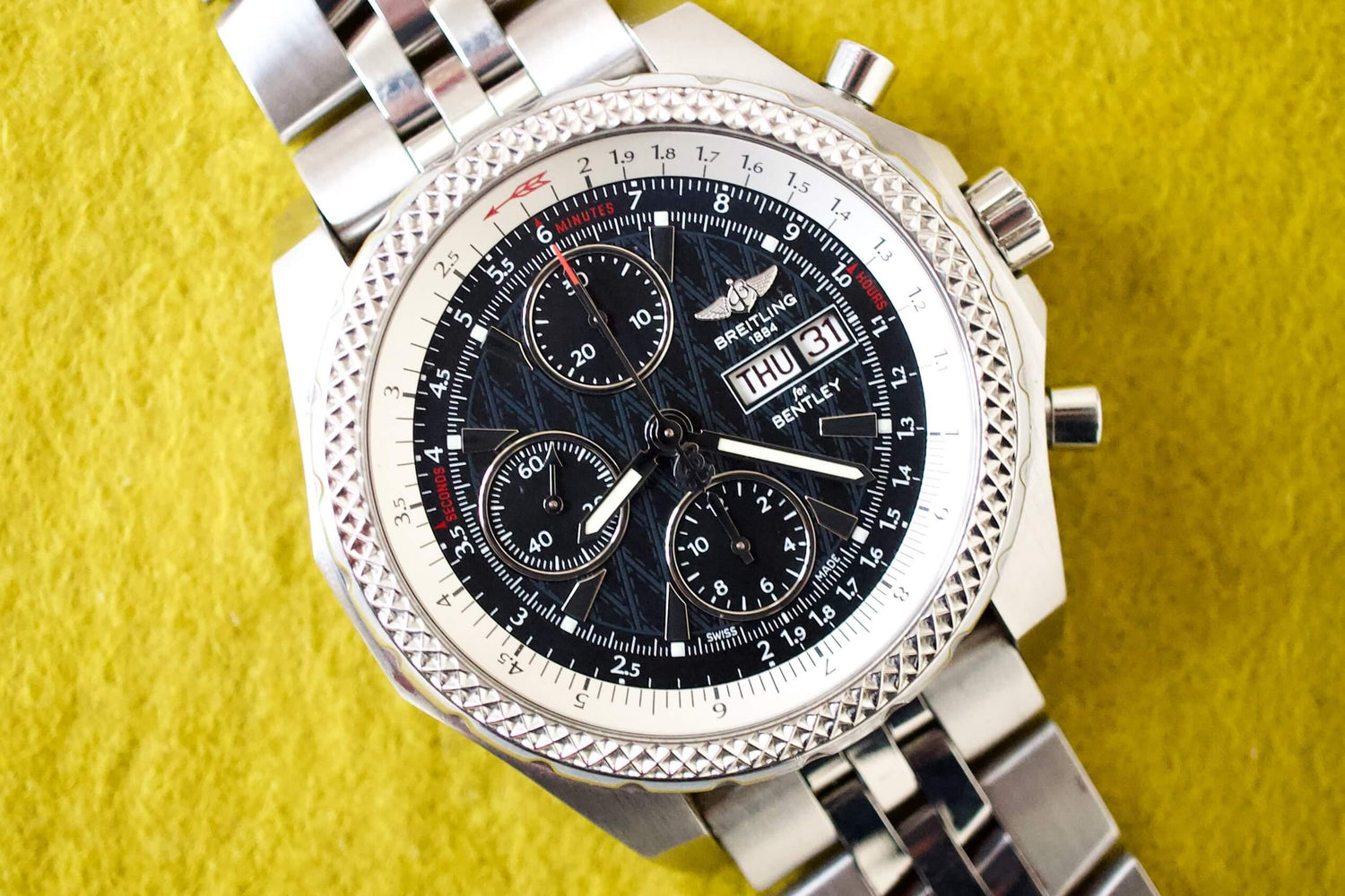 SOLD OUT: Breitling Bentley A13363 45mm Chronograph Continental GT Box Papers - WearingTime Luxury Watches