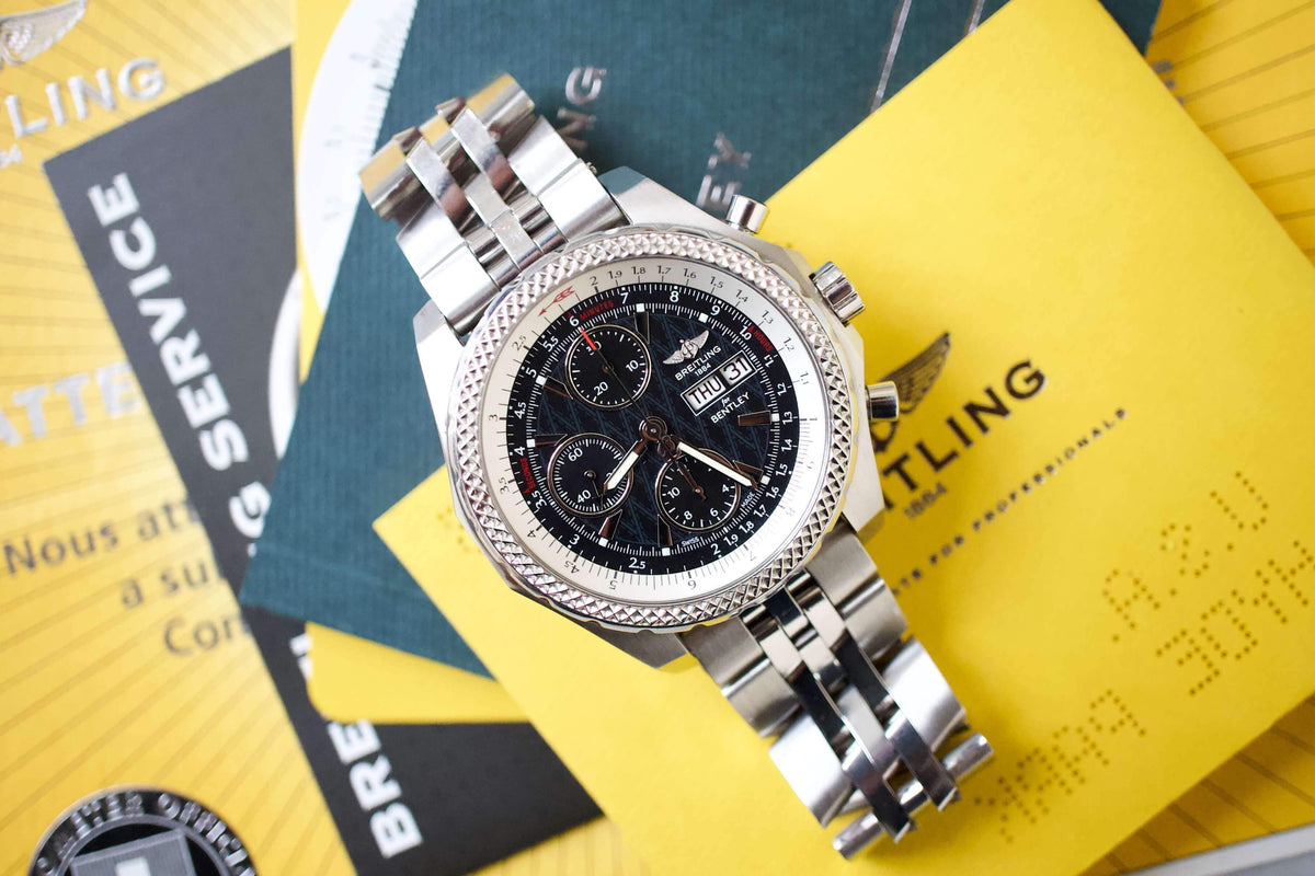 SOLD OUT: Breitling Bentley A13363 45mm Chronograph Continental GT Box Papers - WearingTime Luxury Watches