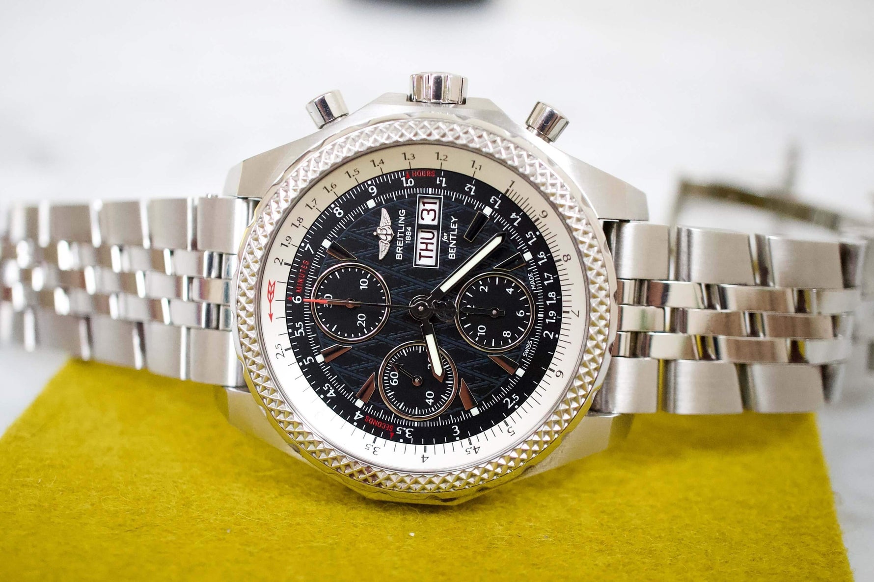SOLD OUT: Breitling Bentley A13363 45mm Chronograph Continental GT Box Papers - WearingTime Luxury Watches