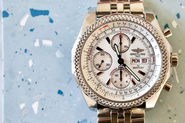 SOLD OUT: Breitling Bentley GT A13362 Chronograph 45mm Box and Papers White Steel Bracelet
