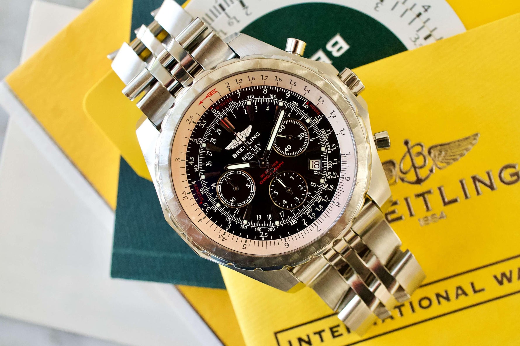 SOLD OUT: Breitling Bentley Motors T 47mm Chronograph Bracelet A25363 Box and Papers - WearingTime Luxury Watches
