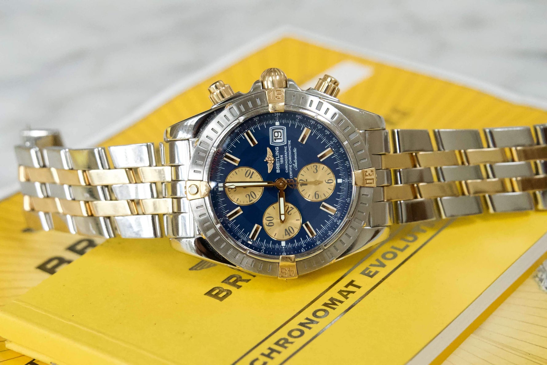 SOLD OUT: Breitling Chronomat Evolution B13356 Two Tone 44mm Box and Papers B1335611 - WearingTime Luxury Watches
