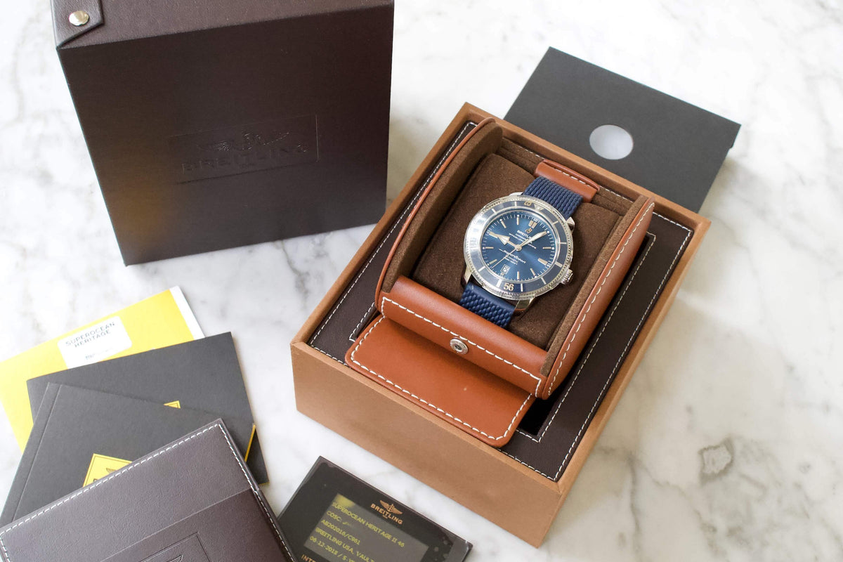 SOLD OUT: Breitling SuperOcean Heritage 46mm AB202016/C961 Box Papers Warranty BLUE Ceramic - WearingTime Luxury Watches