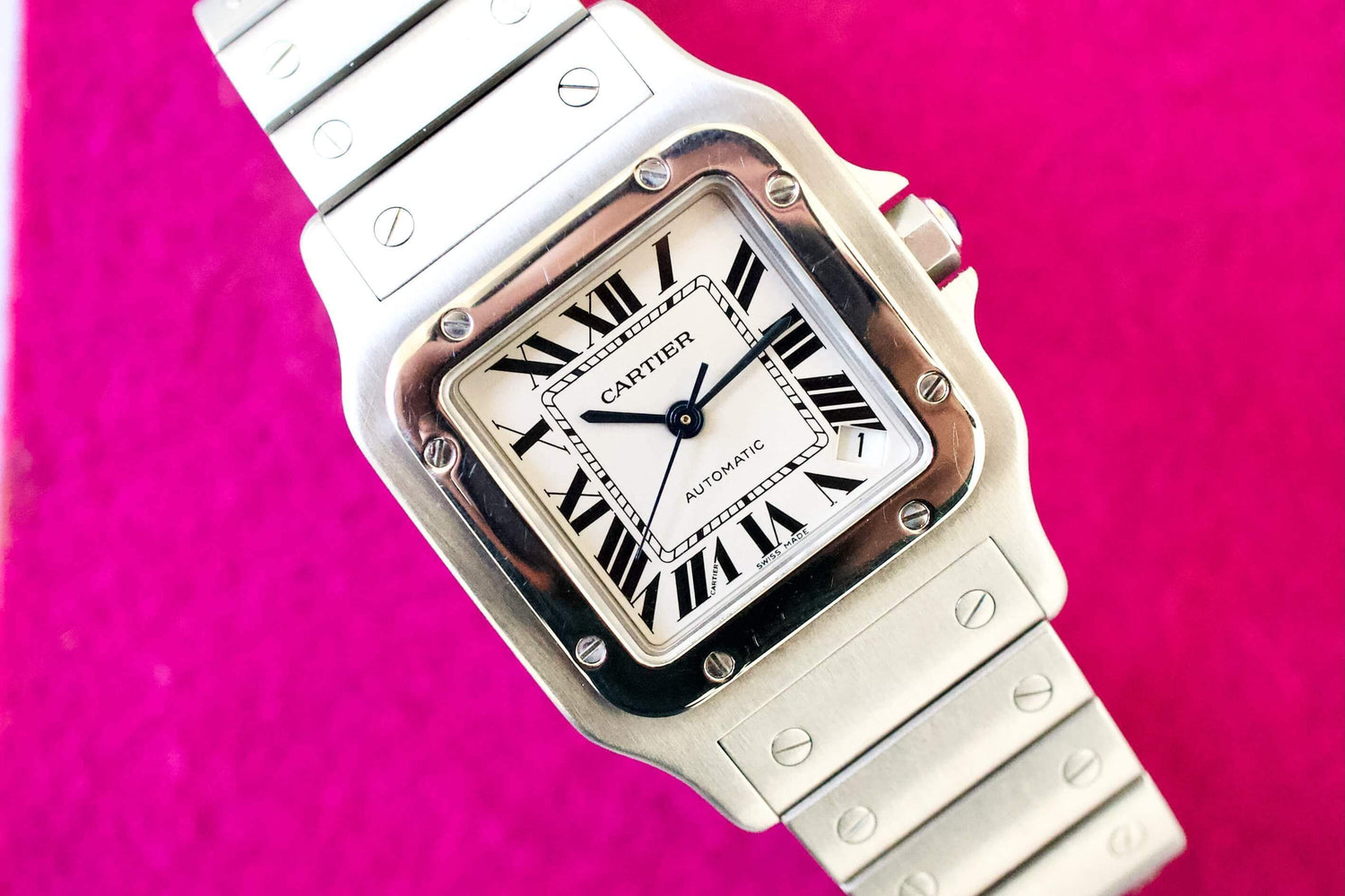 SOLD OUT: Cartier Santos Galbee XL 2823 Steel Mens Automatic Watch steel bracelet 45 x 32 mm wears like 38mm - WearingTime Luxury Watches