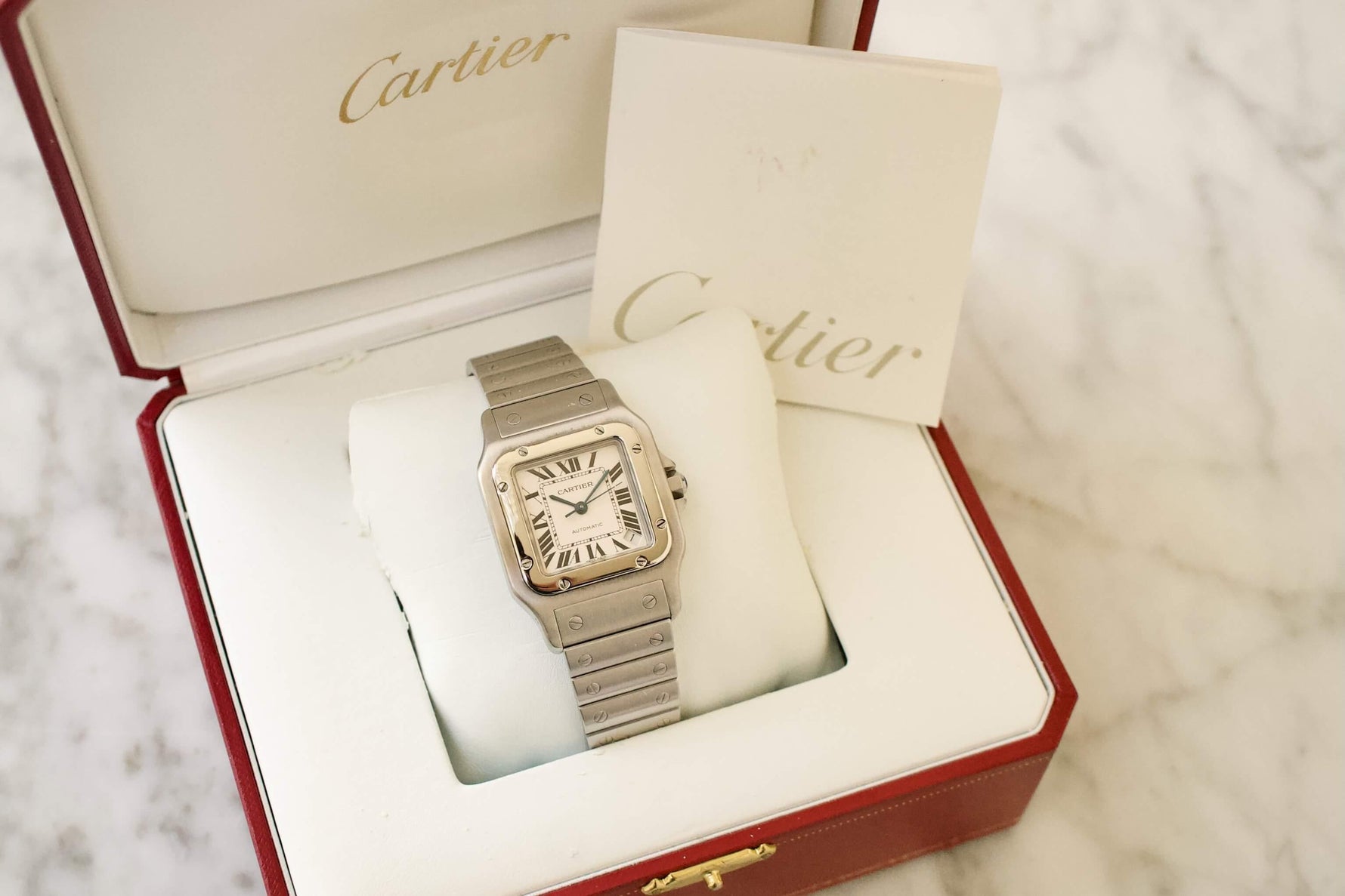 SOLD OUT: Cartier Santos Galbee XL 2823 Steel Mens Automatic Watch steel bracelet 45 x 32 mm wears like 38mm - WearingTime Luxury Watches