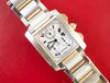 SOLD OUT: Cartier Tank Francaise 2303 28mm by 32mm Two Tone Chronograph Unisex Date Quartz White Steel Box