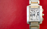 SOLD OUT: Cartier Tank Francaise 2303 28mm by 32mm Two Tone Chronograph Unisex Date Quartz White Steel Box