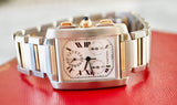 SOLD OUT: Cartier Tank Francaise 2303 28mm by 32mm Two Tone Chronograph Unisex Date Quartz White Steel Box
