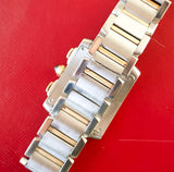 SOLD OUT: Cartier Tank Francaise 2303 28mm by 32mm Two Tone Chronograph Unisex Date Quartz White Steel Box
