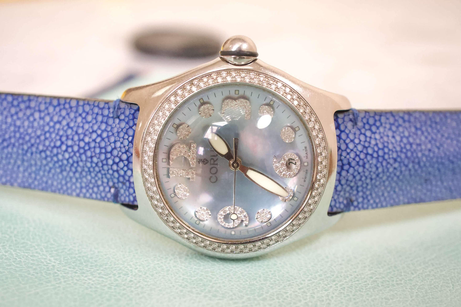 SOLD OUT: Corum BUBBLE FACTORY DIAMOND Dial and Bezel 1.27 Carats 45mm Box Papers - WearingTime Luxury Watches