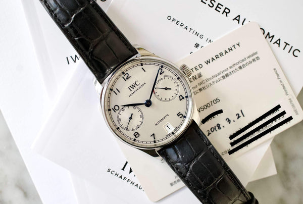 SOLD OUT: IWC Portuguese 7 Day Reserve IW500705 Portugieser 42mm Box Papers 2018