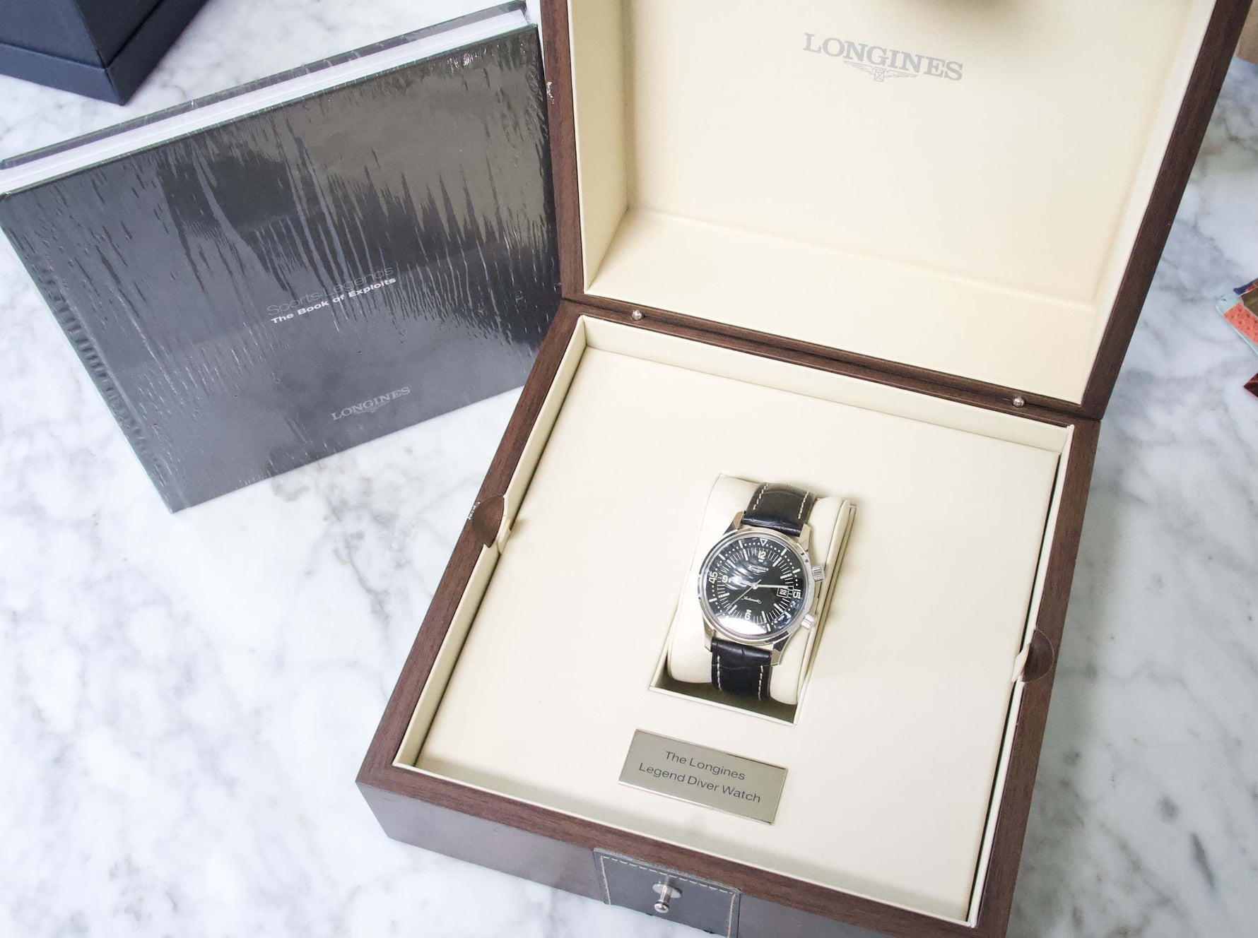 SOLD OUT: Longines Heritage Legend Diver L3.674.4.50.6 42mm Box Black Dial - WearingTime Luxury Watches