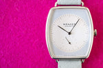 SOLD OUT: NOMOS LUX Ref. 942 TONNEAU 38.5 x 34mm White Gold Box Papers - WearingTime Luxury Watches