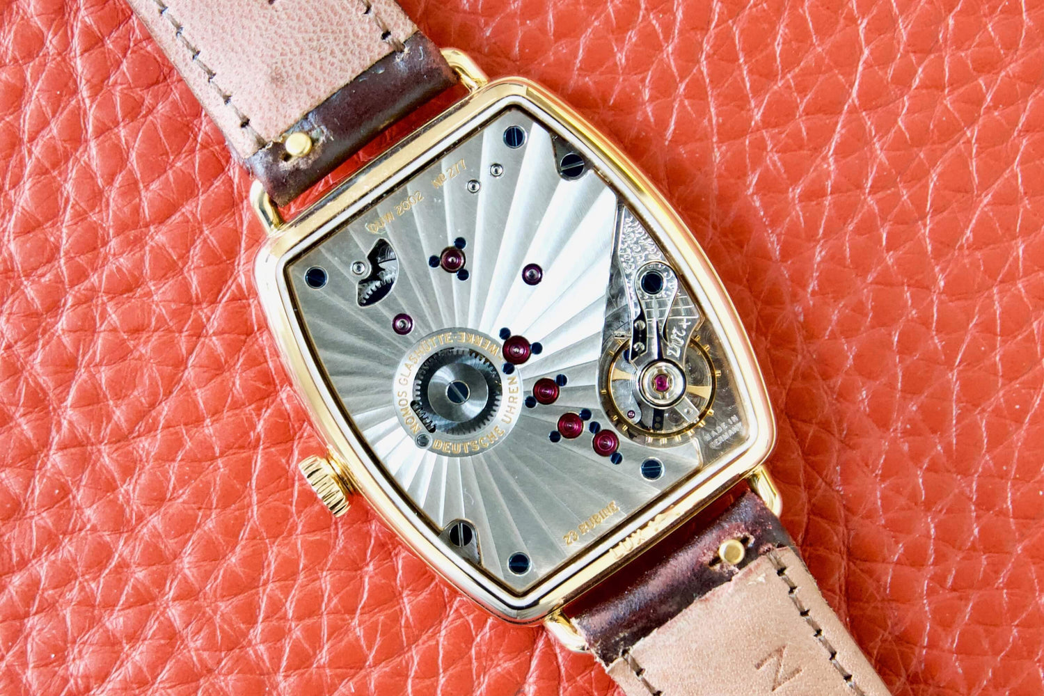 SOLD OUT: NOMOS LUX Zobel 18K Solid Rose Gold Ref. 942 Tonneau 40mm In House Movement - WearingTime Luxury Watches