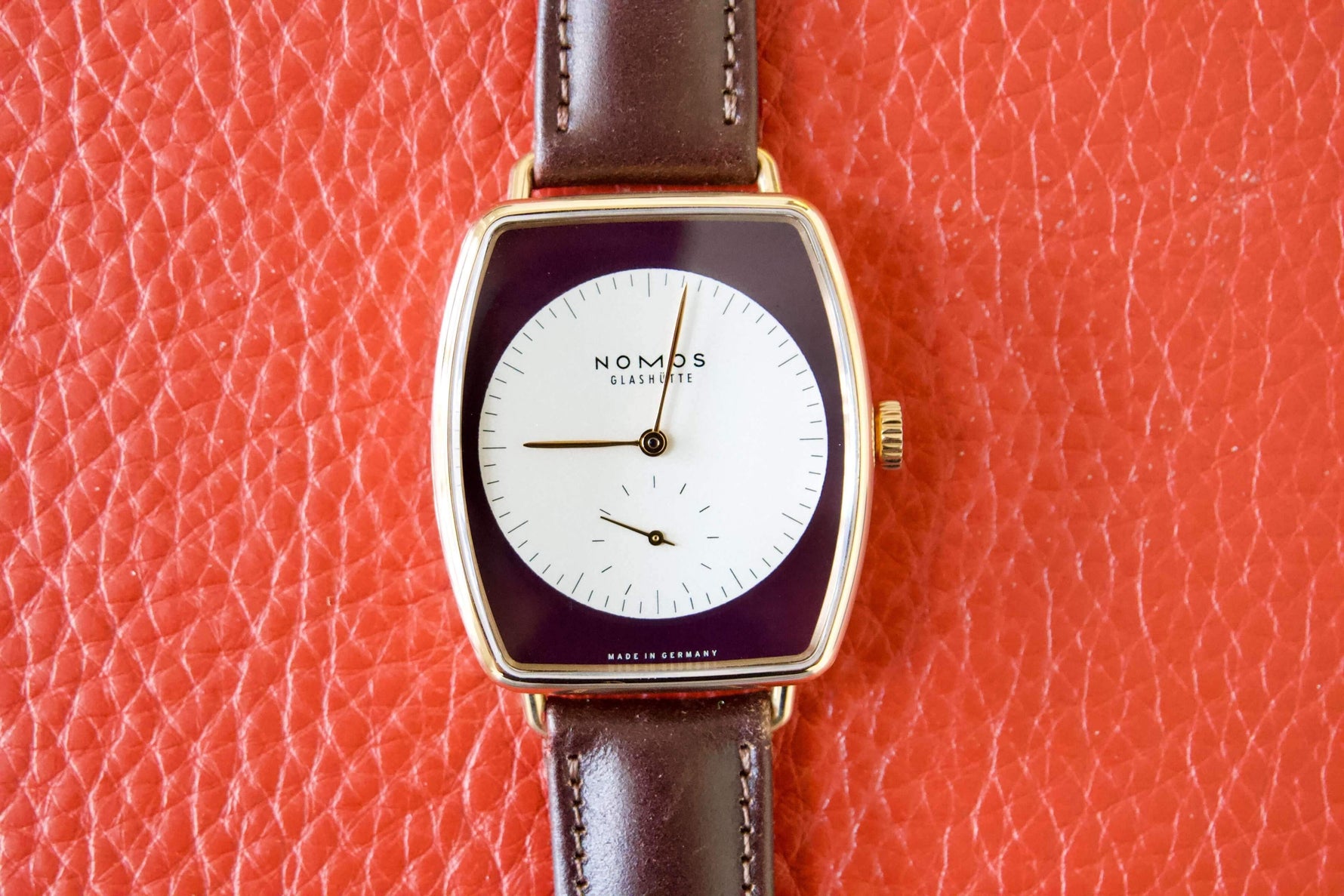SOLD OUT: NOMOS LUX Zobel 18K Solid Rose Gold Ref. 942 Tonneau 40mm In House Movement - WearingTime Luxury Watches