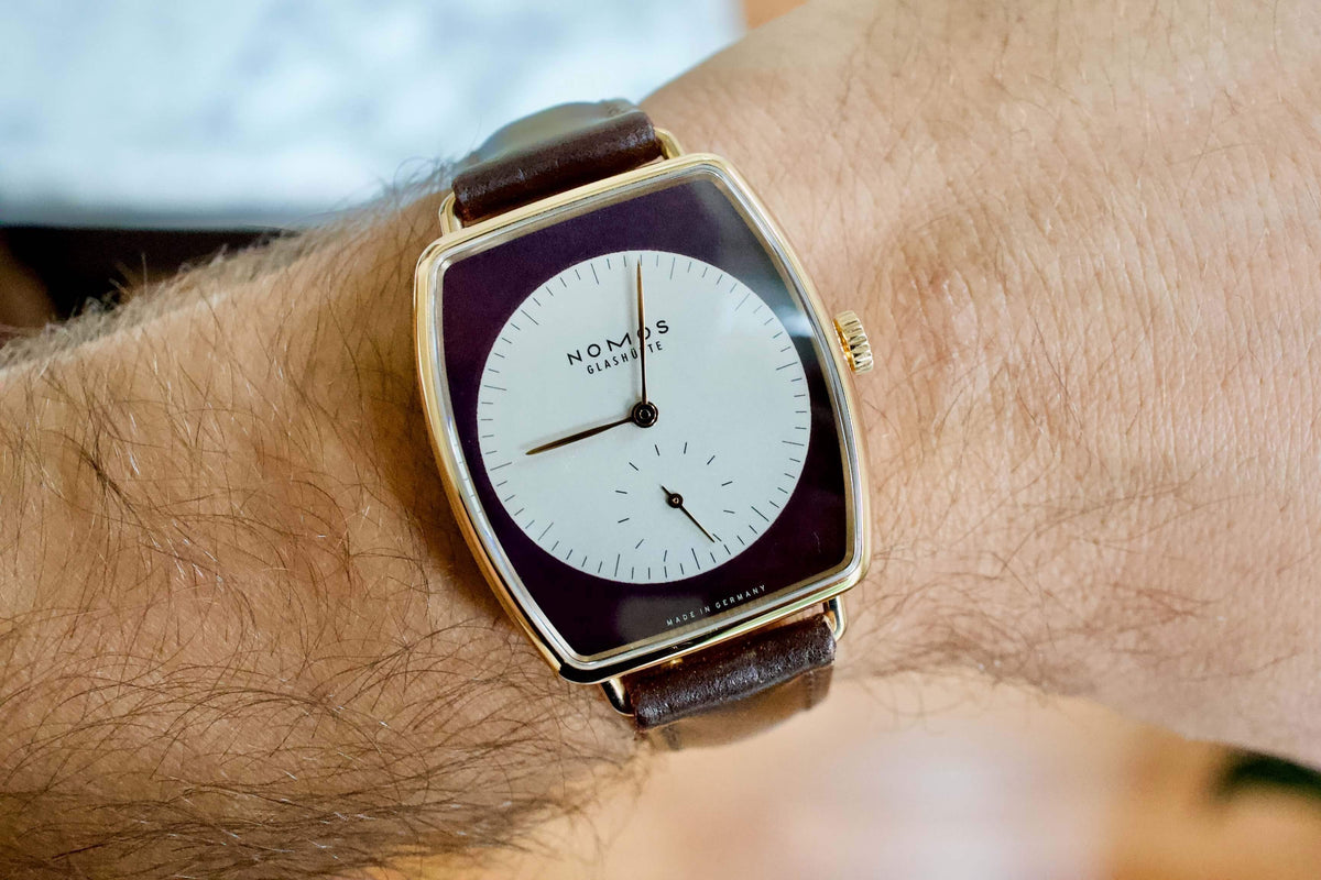 SOLD OUT: NOMOS LUX Zobel 18K Solid Rose Gold Ref. 942 Tonneau 40mm In House Movement - WearingTime Luxury Watches
