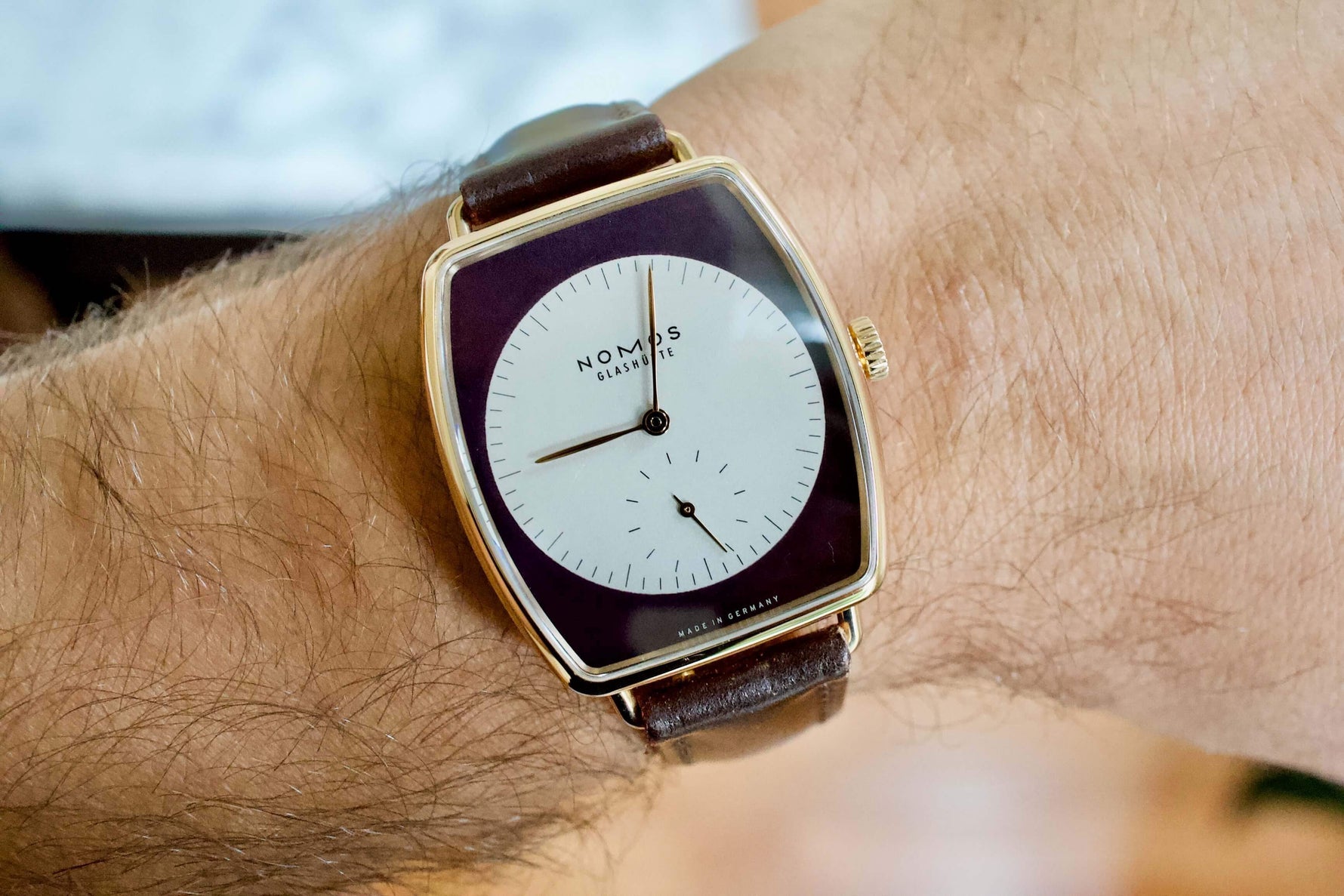 SOLD OUT: NOMOS LUX Zobel 18K Solid Rose Gold Ref. 942 Tonneau 40mm In House Movement - WearingTime Luxury Watches