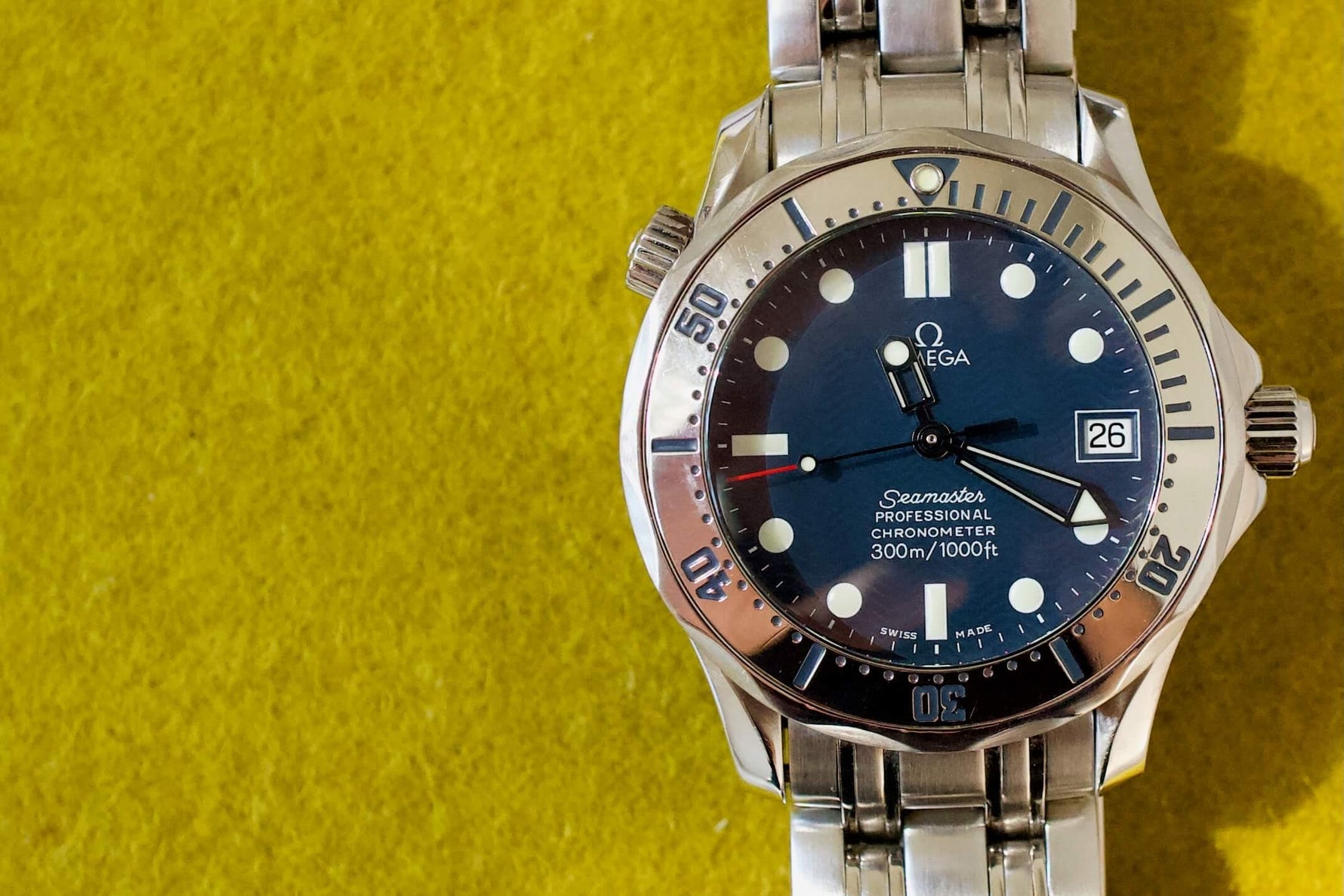 SOLD OUT: Omega Seamaster 300m Blue Wave Dial 36mm Box Papers FACTORY SERVICED 2552.80.00 - WearingTime Luxury Watches