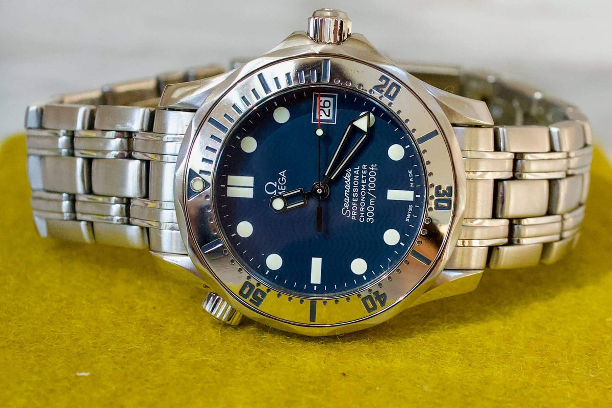 SOLD OUT: Omega Seamaster 300m Blue Wave Dial 36mm Box Papers FACTORY SERVICED 2552.80.00 - WearingTime Luxury Watches