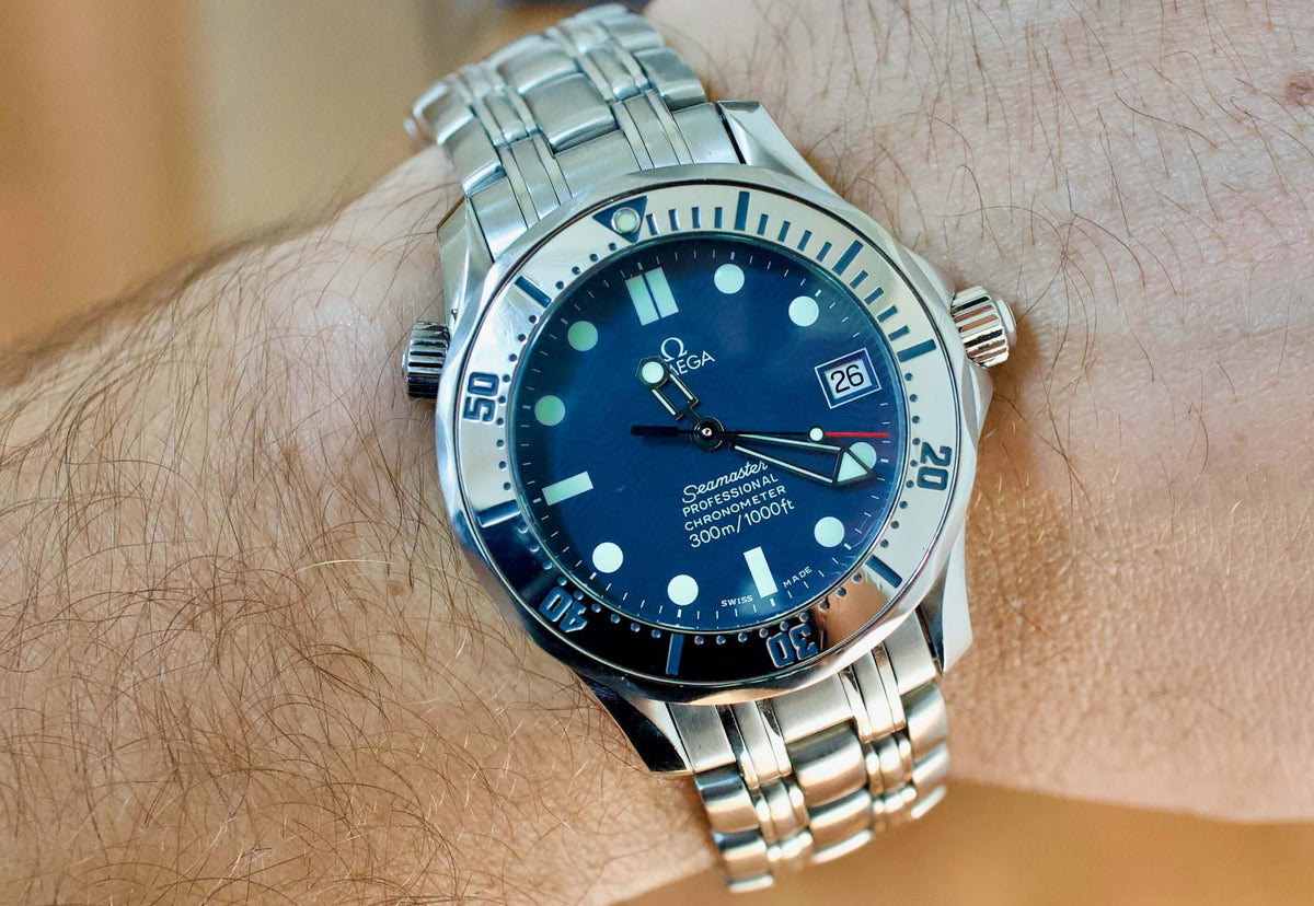 SOLD OUT: Omega Seamaster 300m Blue Wave Dial 36mm Box Papers FACTORY SERVICED 2552.80.00 - WearingTime Luxury Watches