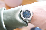 SOLD OUT: Patek Philippe Nautilus Blue Stainless Steel Bracelet 38mm 5800/1A-001 Full Set