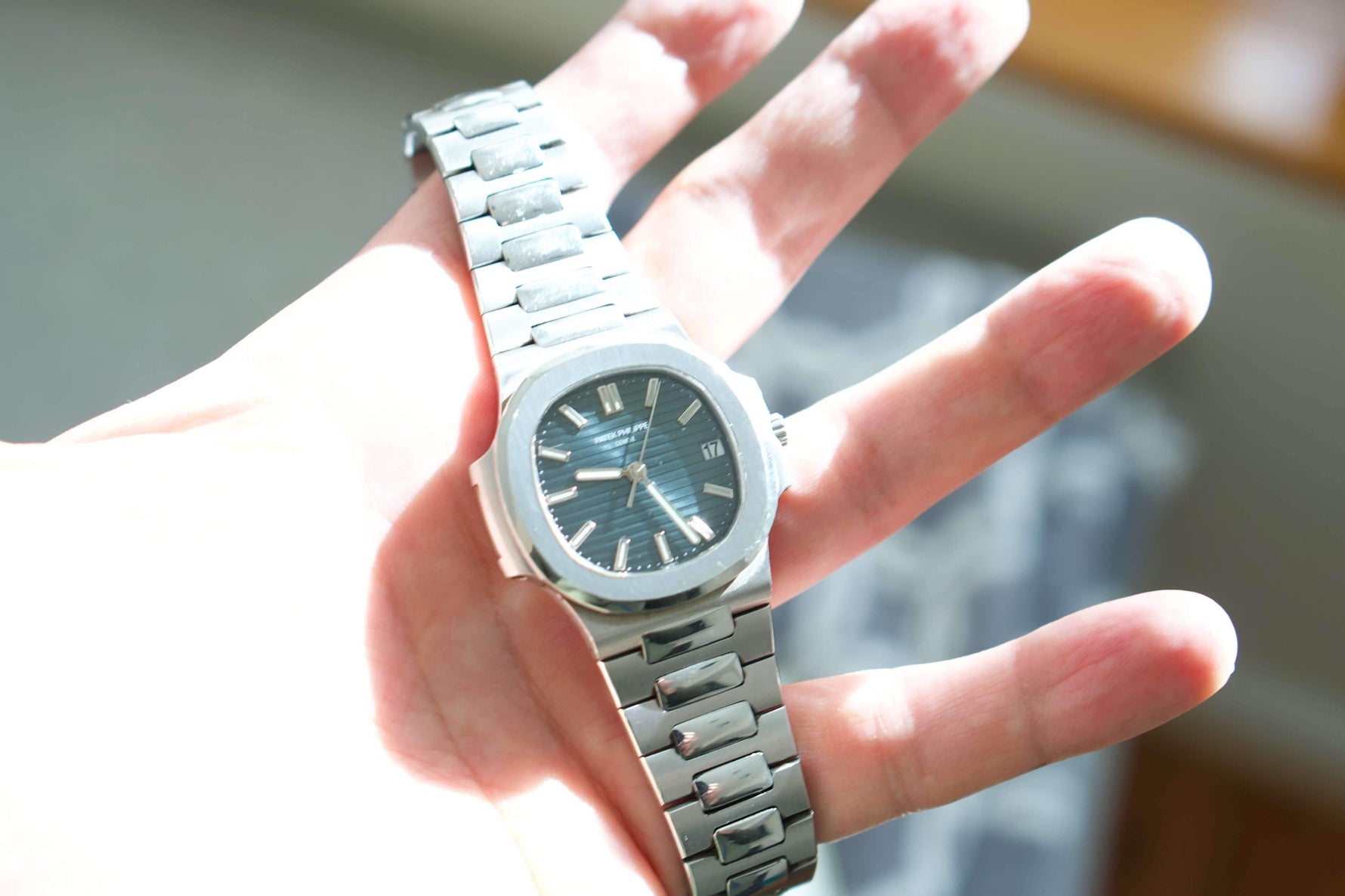 SOLD OUT: Patek Philippe Nautilus Blue Stainless Steel Bracelet 38mm 5800/1A-001 Full Set - WearingTime Luxury Watches